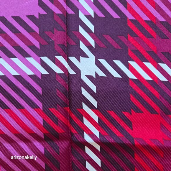 NWT Talbots Silk Houndstooth Pink Purple Square Scarf - Picture 4 of 5